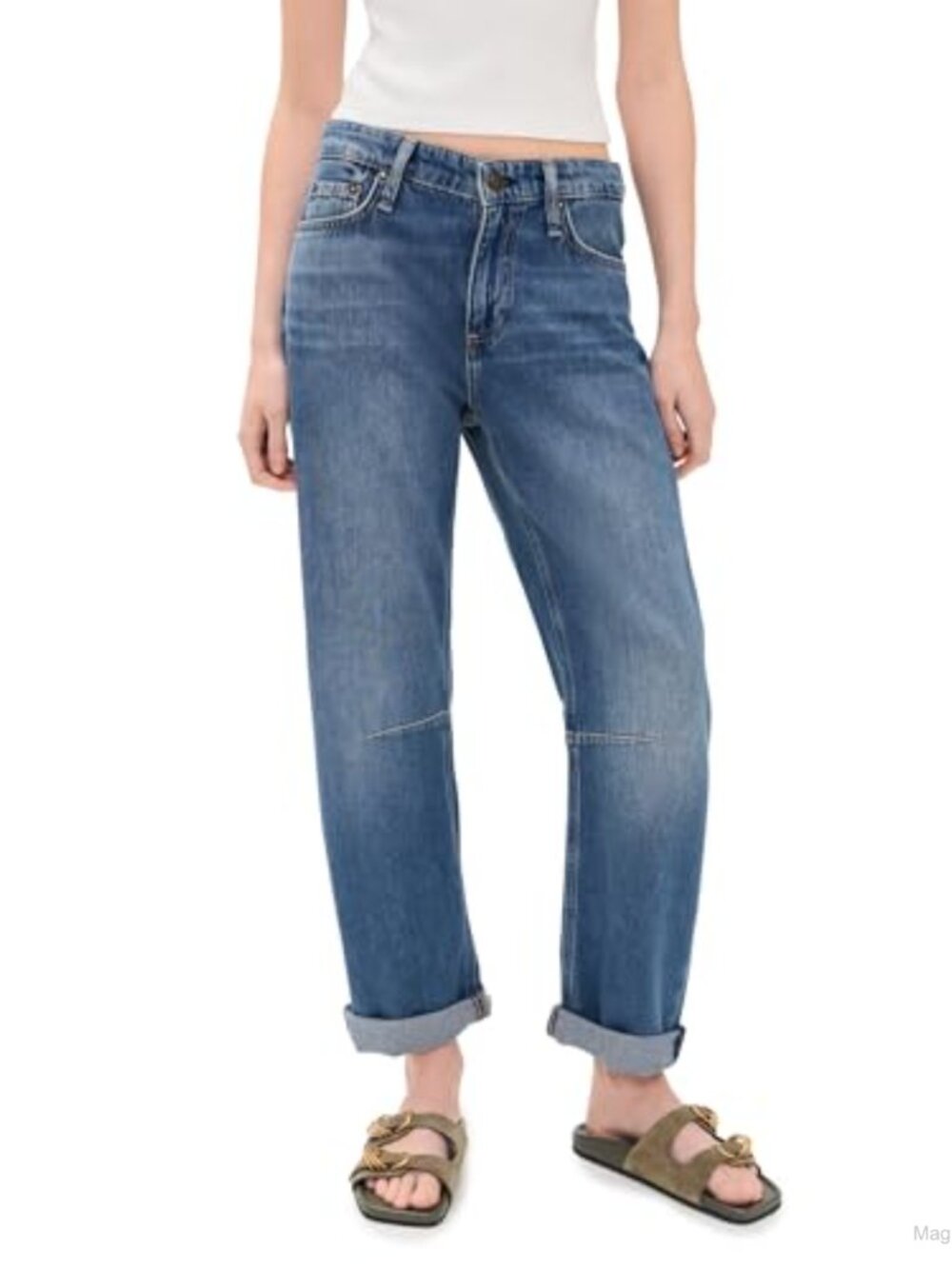 Slim Tapered Ankle Jeans Lightweight Non-Stretch Fitted Denim